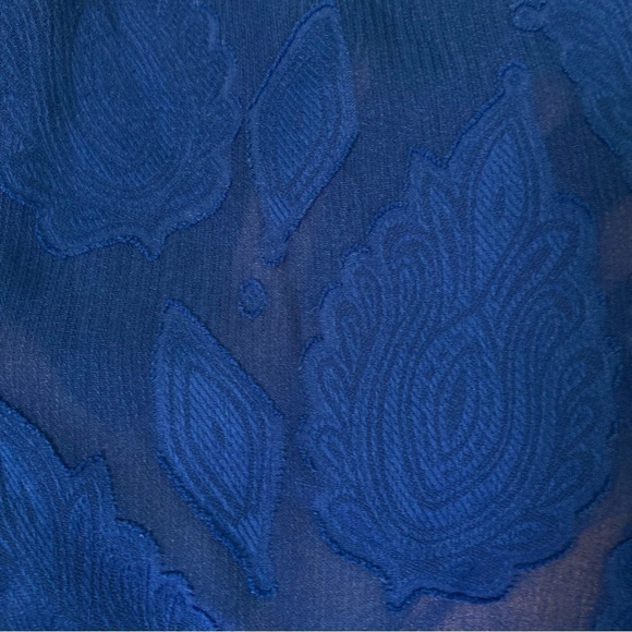 MICHAEL Michael Kors Navy Blue Leaf Jacquard Off-The-Shoulder Blouse (Size L) - Picture 9 of 16